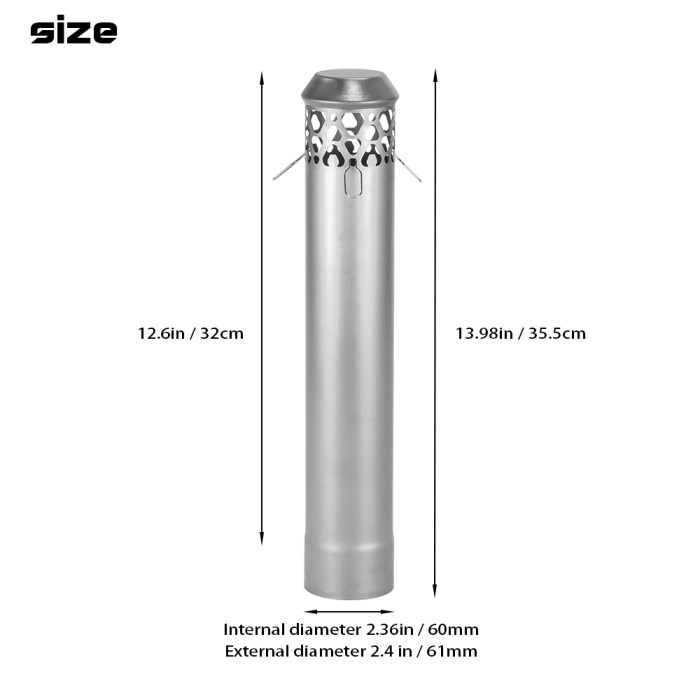 【예매】Φ2.36in x 14.17in (Φ6cm x 36cm) 티타늄 스토브 파이프 전부 분리형 조립된 난로 파이프