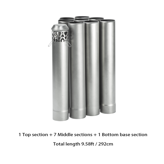 Φ2.36in x 14.17in (Φ6cm x 36cm) 티타늄 스토브 파이프 전부 분리형 조립된 난로 파이프