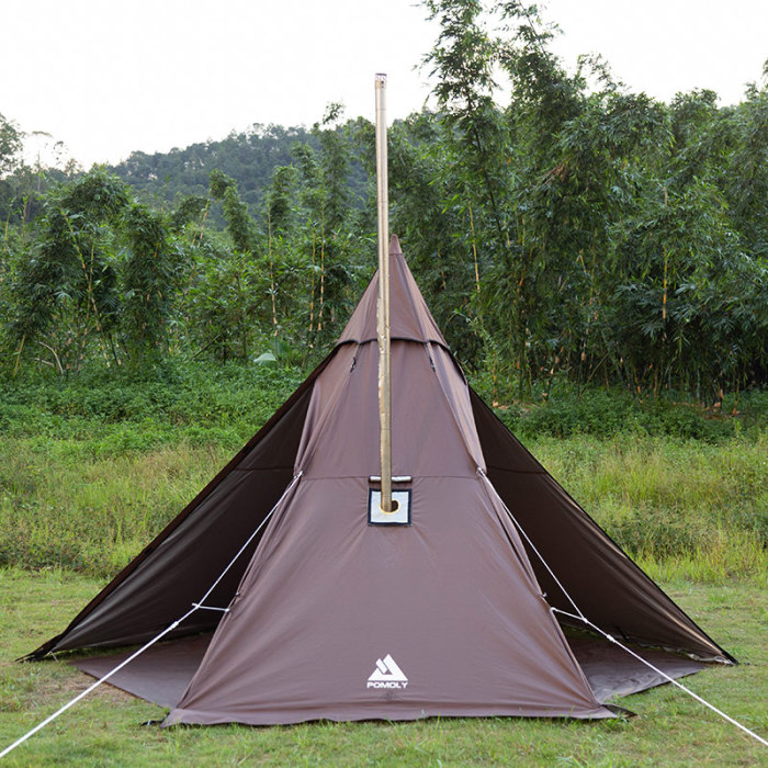 HEX Plus 캠핑용 내화성홀옷감가 있는 난로 텐트 2-6인