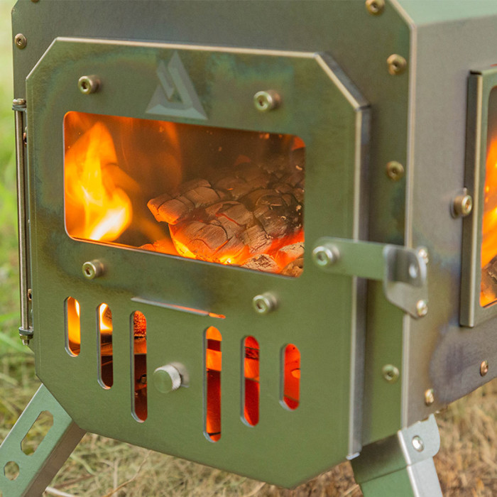 Traveller 캠핑 나무난로 초경량 휴대용 티타늄 텐트 스토브 - POMOLY