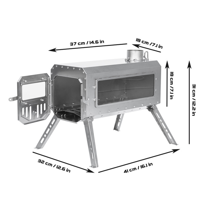 Traveller 캠핑 나무난로 초경량 휴대용 티타늄 텐트 스토브 - POMOLY