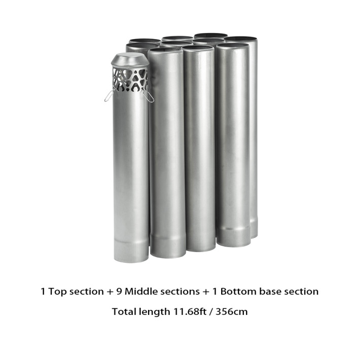 Φ2.36in x 14.17in (Φ6cm x 36cm) 티타늄 스토브 파이프 전부 분리형 조립된 난로 파이프