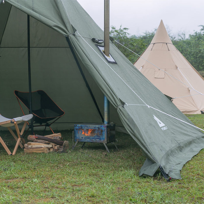 HEX Plus 캠핑용 내화성홀옷감가 있는 난로 텐트 2-6인