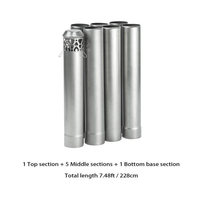 Φ2.36in x 14.17in (Φ6cm x 36cm) 티타늄 스토브 파이프 전부 분리형 조립된 난로 파이프