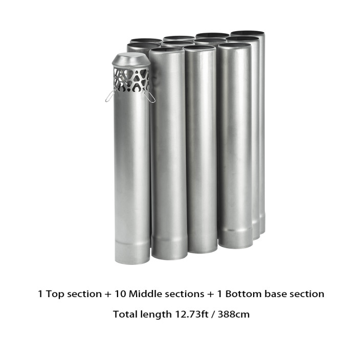 Φ2.36in x 14.17in (Φ6cm x 36cm) 티타늄 스토브 파이프 전부 분리형 조립된 난로 파이프