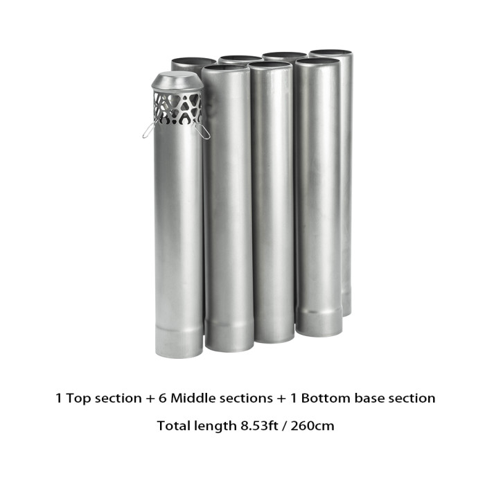 Φ2.36in x 14.17in (Φ6cm x 36cm) 티타늄 스토브 파이프 전부 분리형 조립된 난로 파이프