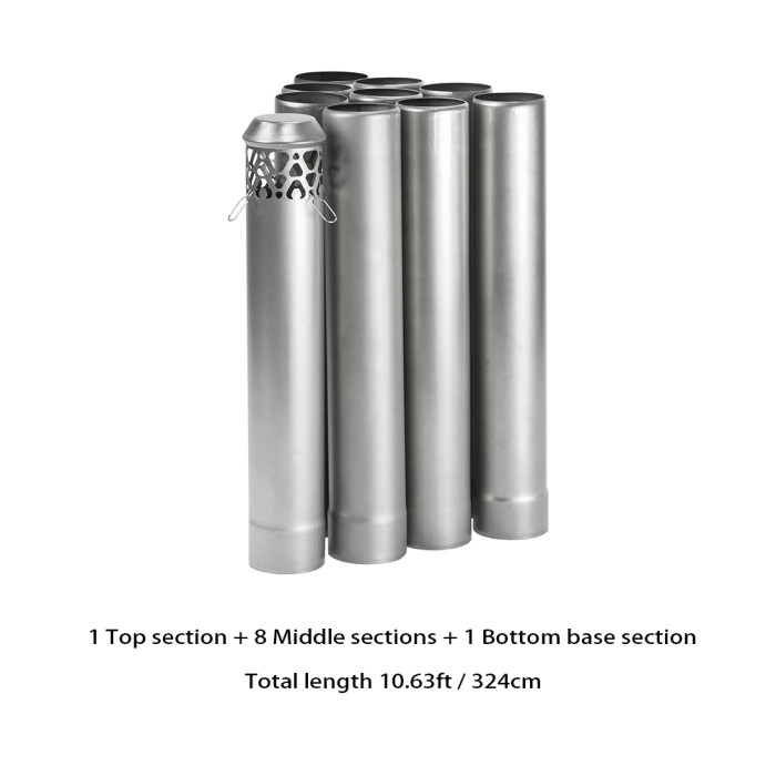 Φ2.36in x 14.17in (Φ6cm x 36cm) 티타늄 스토브 파이프 전부 분리형 조립된 난로 파이프