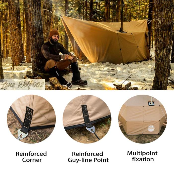 Rhombus 해먹 타프 캔버스 캠핑 쉘터 내화성 홀옷감 포함 부시크래프트 Lonewolf902