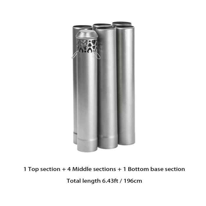 Φ2.36in x 14.17in (Φ6cm x 36cm) 티타늄 스토브 파이프 전부 분리형 조립된 난로 파이프