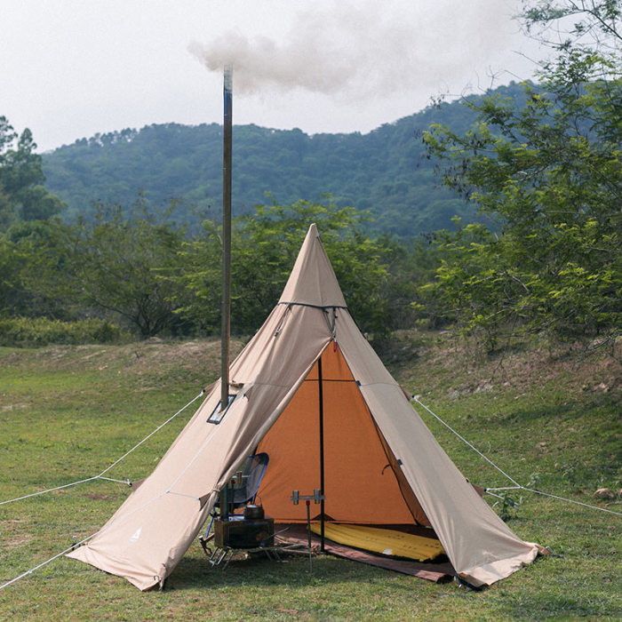 YARN 면 티피 홀옷감 포함 캠핑 캔버스 텐트 2 인