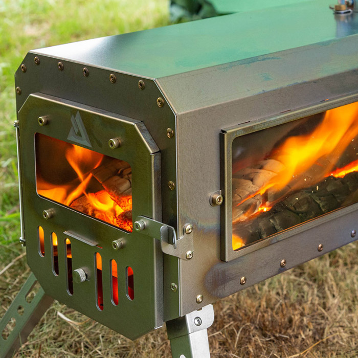 Traveller 캠핑 나무난로 초경량 휴대용 티타늄 텐트 스토브 - POMOLY