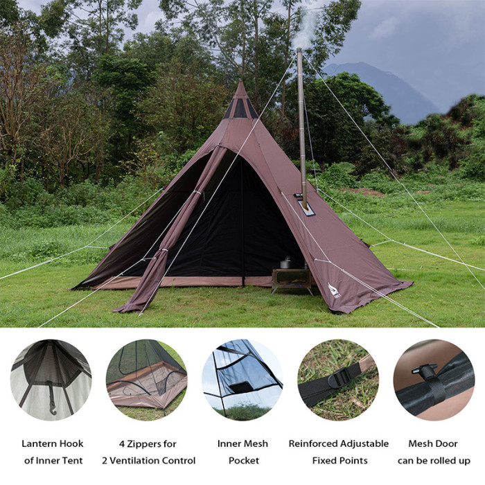 MANTA 티피 캠핑 텐트 내화성홀옷감가 있는 난로텐트 2-4인