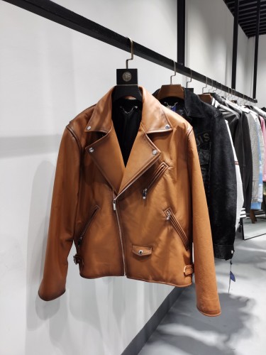 BERLUTI official website new cowhide color-changing motorcycle leather jacket