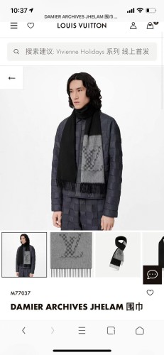 L*V's latest black and gray cashmere scarf with a very soft feel