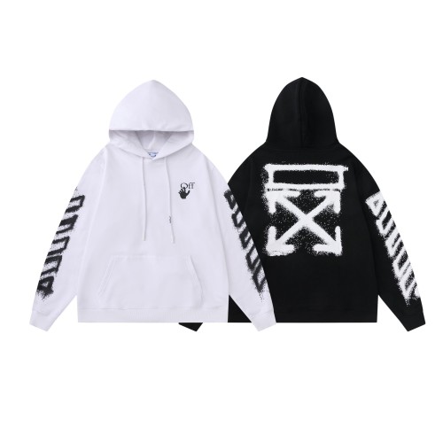 o*ff-w*hite 2021 autumn and winter new OW classic arrow and graffiti splash ink craft hooded sweater