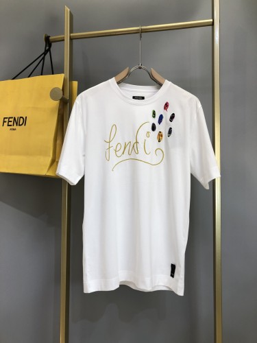 F*ENDI Early autumn new style contrast graffiti embroidery short-sleeved T-shirt