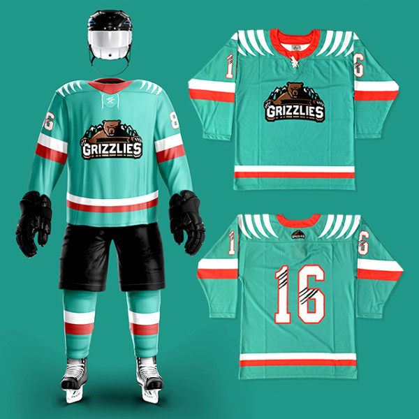 custom sublimation hockey jersey for Grizzlies