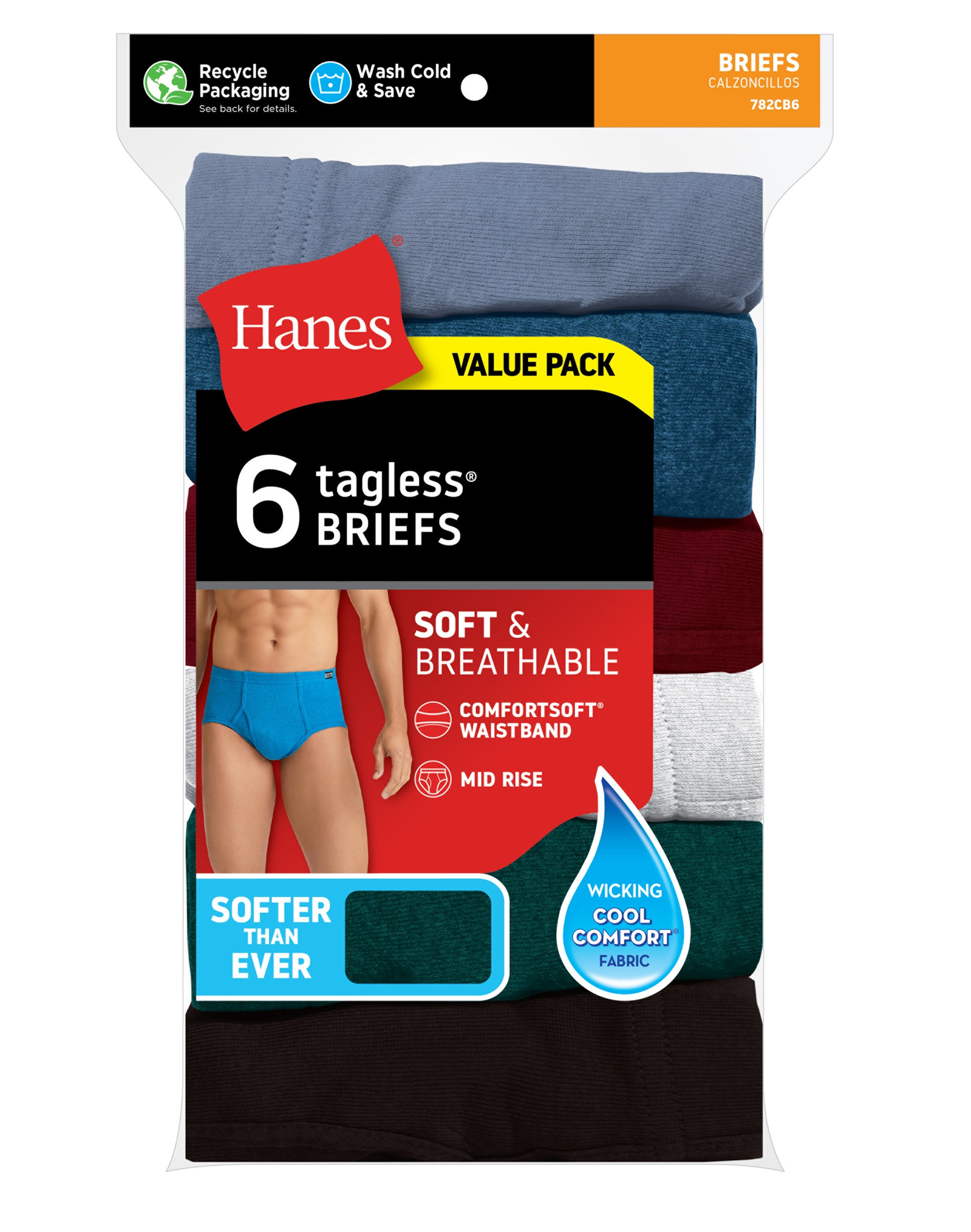 Cool Comfort® Mid Rise Briefs 6-Pack