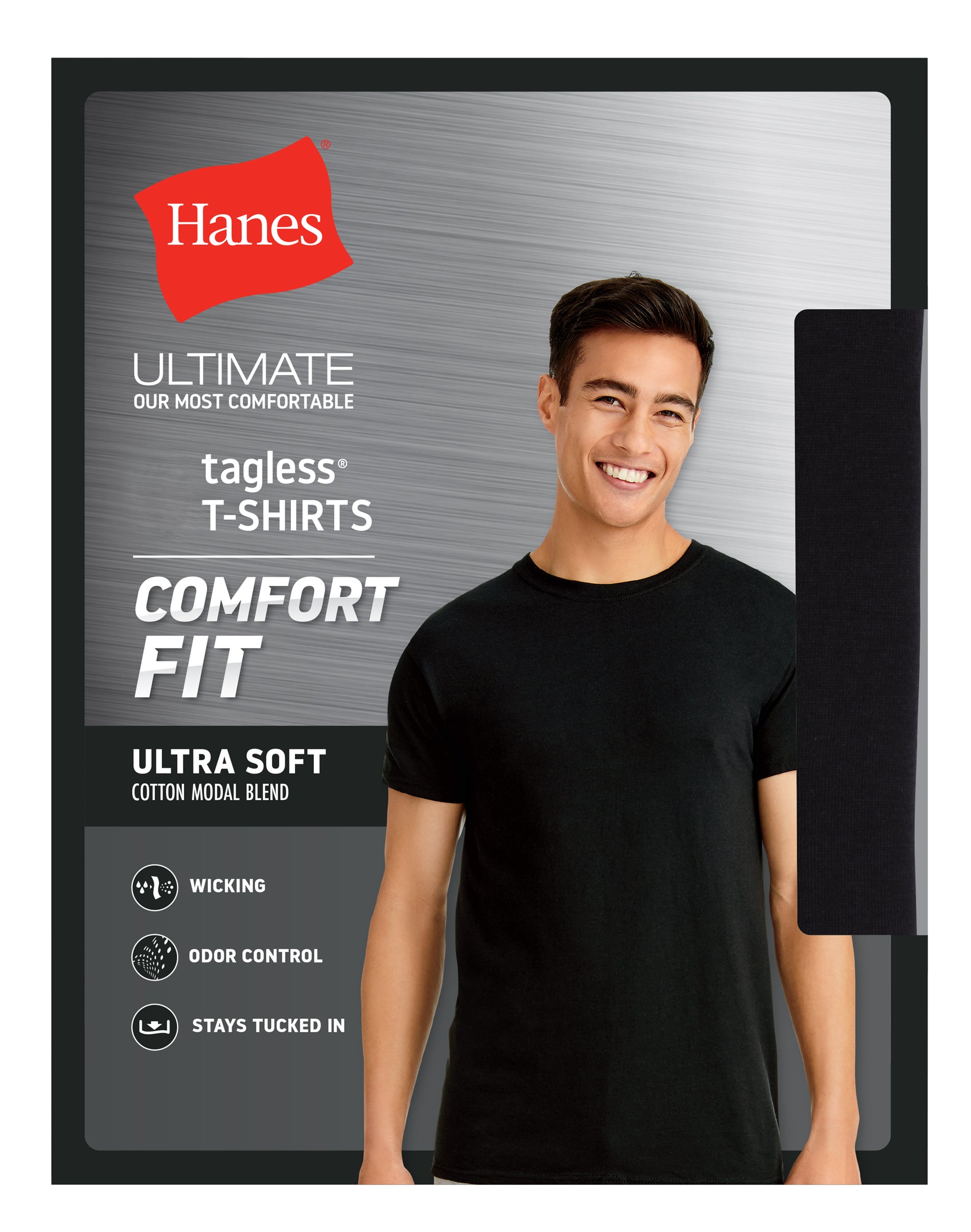 Comfort Fit Black Crewneck Undershirt 