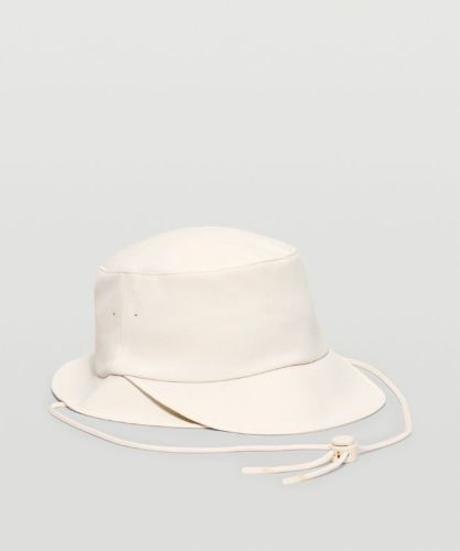 Wide-Brim Bucket Hat with Strap
