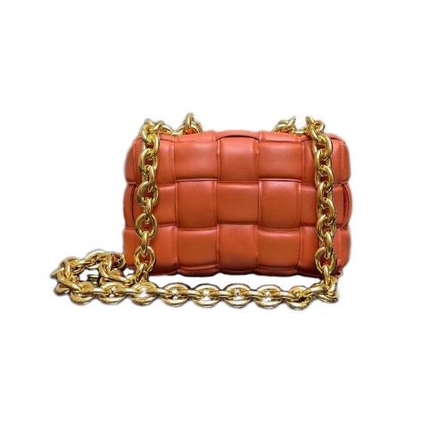 Real Lambskin Leather Woven Chain Bag