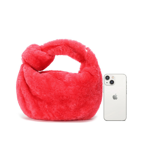 Real Furs Tote Bag Pink Red
