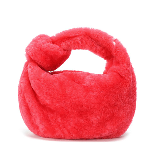 Real Furs Tote Bag Pink Red