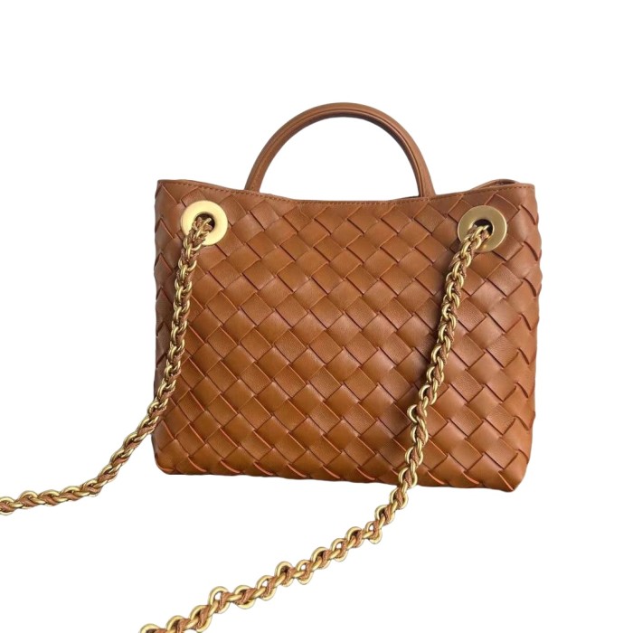 Genuine Lambskin Leather Woven Chain Bag Tote Shoulder Bag