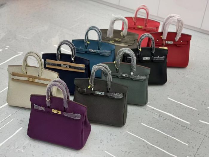 Genuine Togo Calfskin Leather Women Top Handle Bag