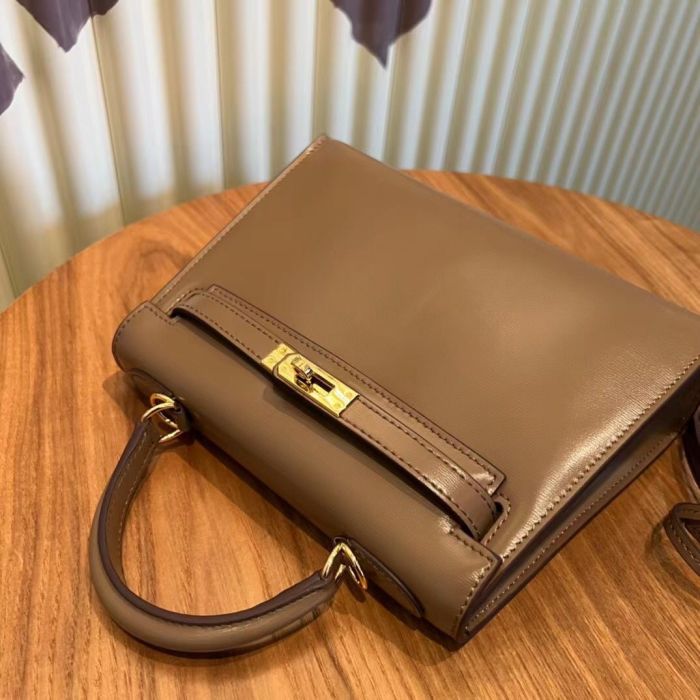 Genuine Box Leather Tote Shoulder Bag