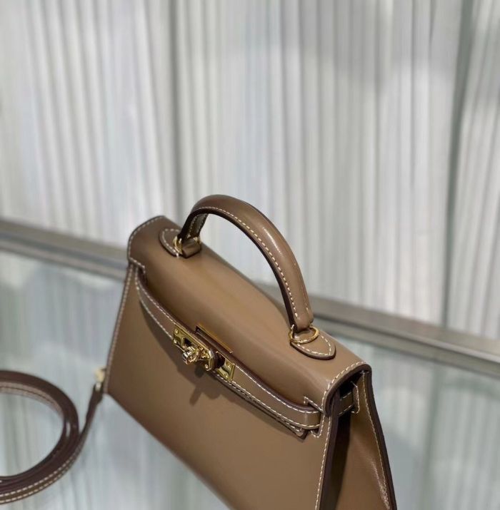 Genuine Box Leather Tote Shoulder Bag