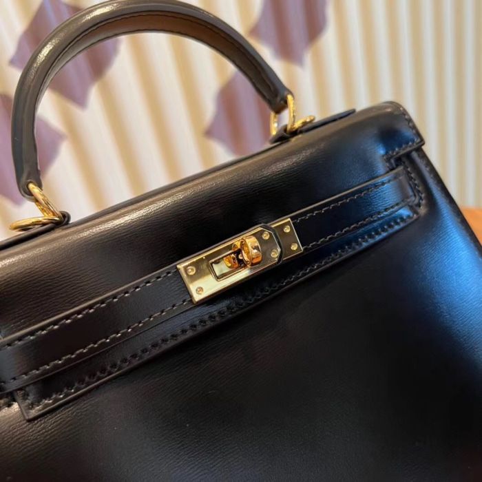 Genuine Box Leather Tote Shoulder Bag