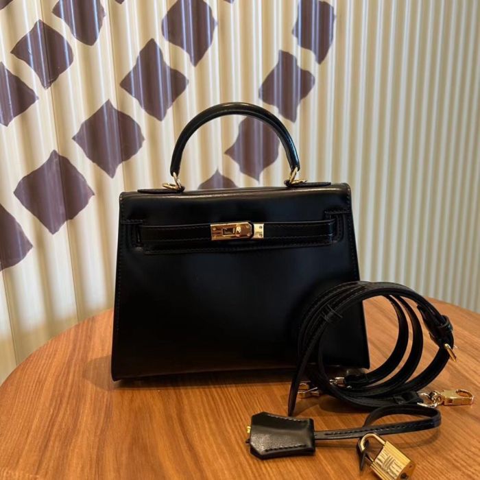 Genuine Box Leather Tote Shoulder Bag