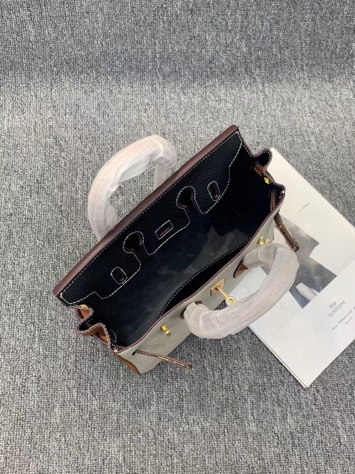 Genuine Cowhile Leather Top Handle Bag