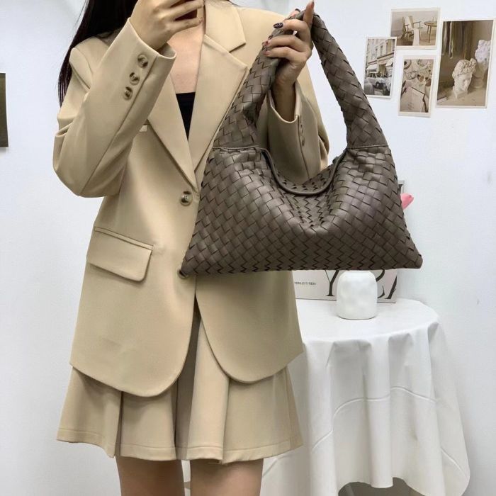 Woven Genuine Cowhile Leather Small Hop Bag