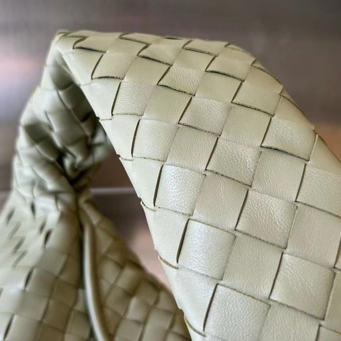 Genuine Lambskin Leather Hop Bag Woven Hobo Bag