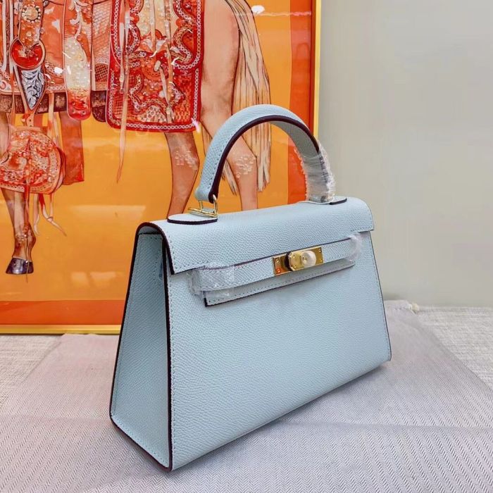 Genuine Epsom Leather Designer Kelly Bag 19cm 22cm 25cm 28cm with a Leather Horse Keychain