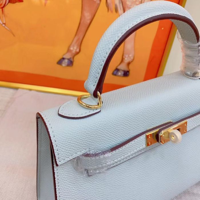 Genuine Epsom Leather Designer Kelly Bag 19cm 22cm 25cm 28cm with a Leather Horse Keychain