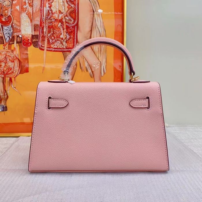 Genuine Epsom Leather Designer Kelly Bag 19cm 22cm 25cm 28cm with a Leather Horse Keychain