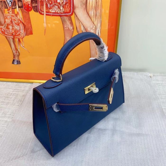 Genuine Epsom Leather Designer Kelly Bag 19cm 22cm 25cm 28cm with a Leather Horse Keychain
