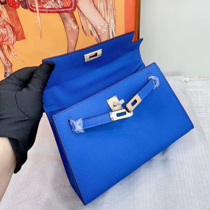 Genuine Epsom Leather Designer Kelly Bag 19cm 22cm 25cm 28cm with a Leather Horse Keychain