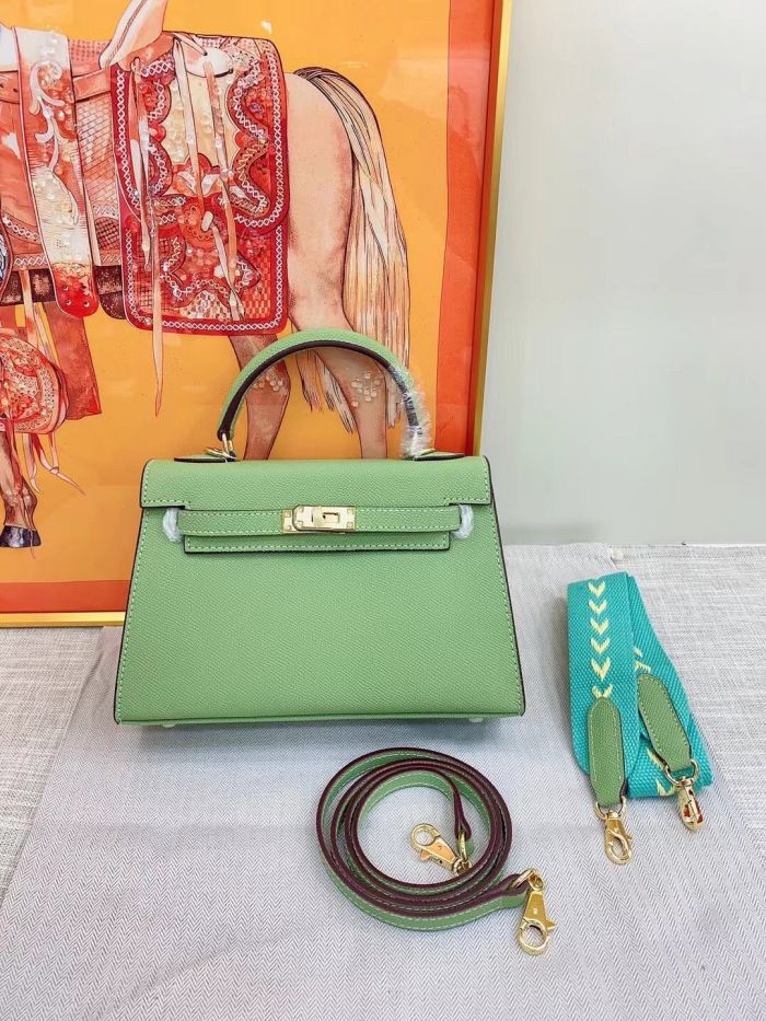 Genuine Epsom Leather Designer Kelly Bag 19cm 22cm 25cm 28cm with a Leather Horse Keychain