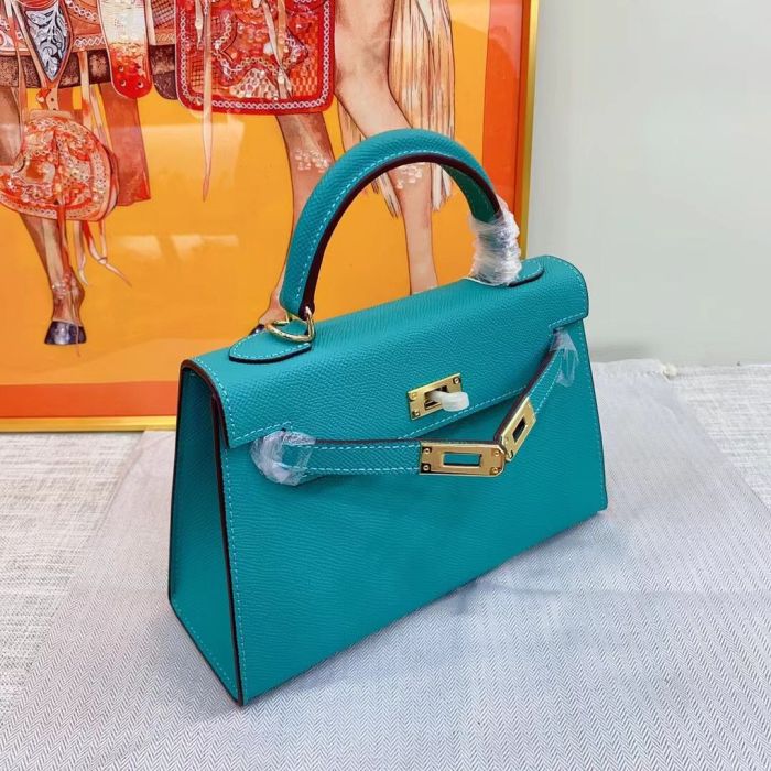 Genuine Epsom Leather Designer Kelly Bag 19cm 22cm 25cm 28cm with a Leather Horse Keychain