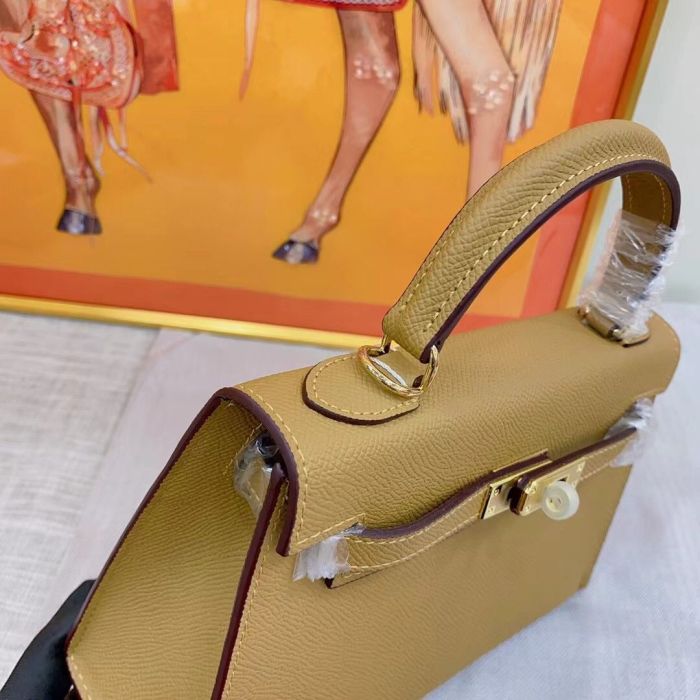 Genuine Epsom Leather Designer Kelly Bag 19cm 22cm 25cm 28cm with a Leather Horse Keychain