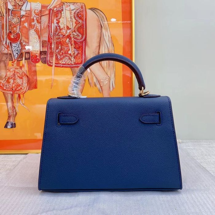 Genuine Epsom Leather Designer Kelly Bag 19cm 22cm 25cm 28cm with a Leather Horse Keychain
