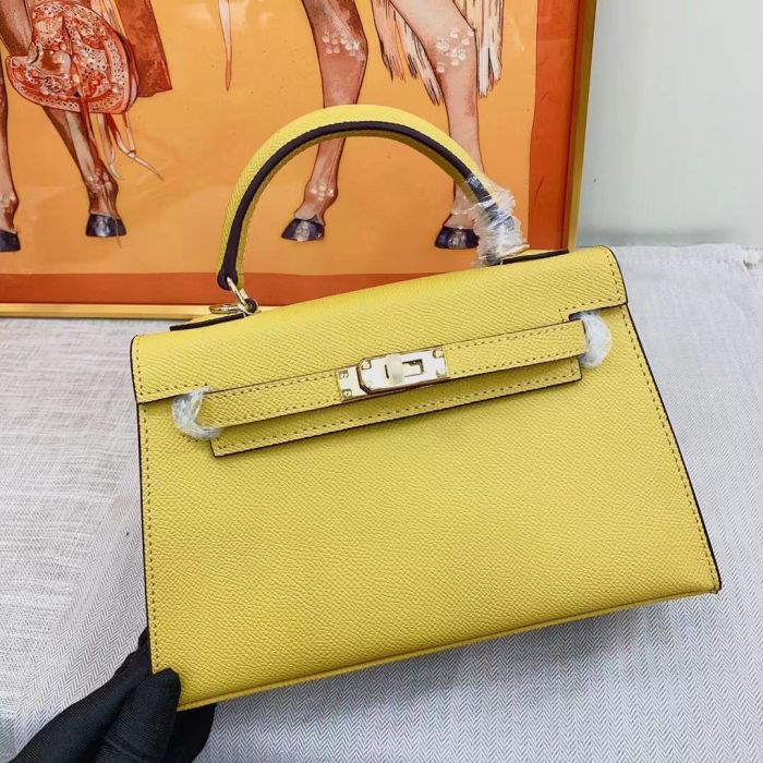 Genuine Epsom Leather Designer Kelly Bag 19cm 22cm 25cm 28cm with a Leather Horse Keychain