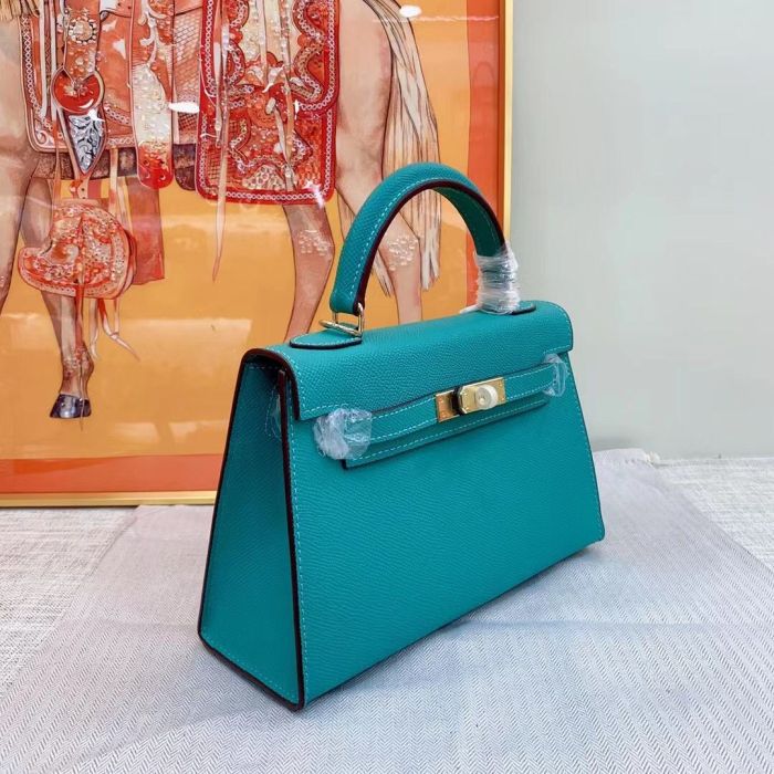 Genuine Epsom Leather Designer Kelly Bag 19cm 22cm 25cm 28cm with a Leather Horse Keychain