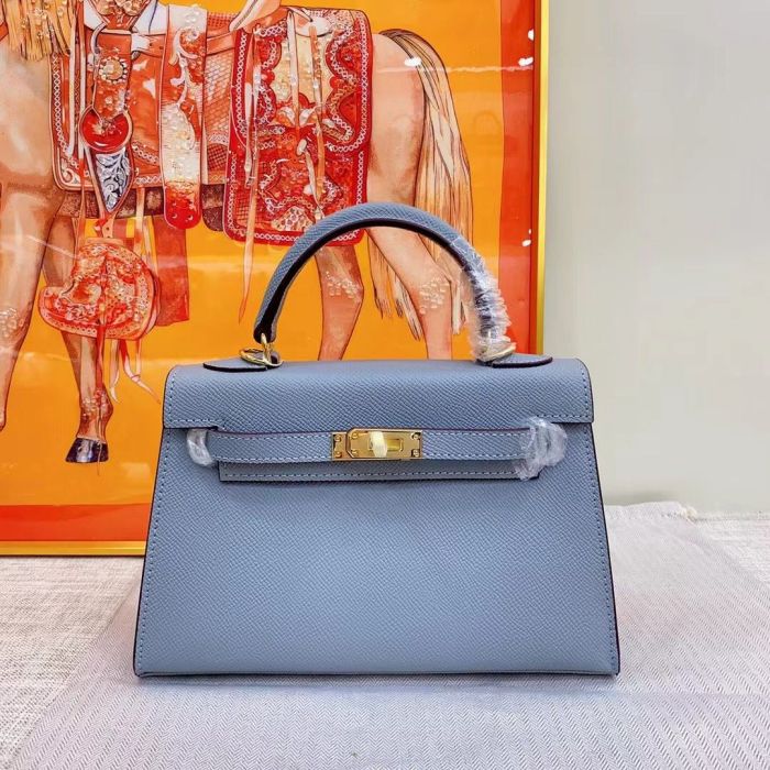 Genuine Epsom Leather Designer Kelly Bag 19cm 22cm 25cm 28cm with a Leather Horse Keychain