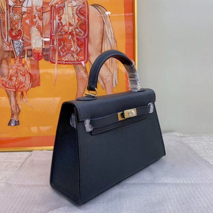 Genuine Epsom Leather Designer Kelly Bag 19cm 22cm 25cm 28cm with a Leather Horse Keychain