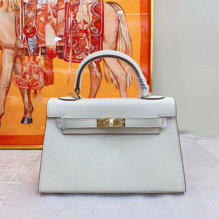 Genuine Epsom Leather Designer Kelly Bag 19cm 22cm 25cm 28cm with a Leather Horse Keychain